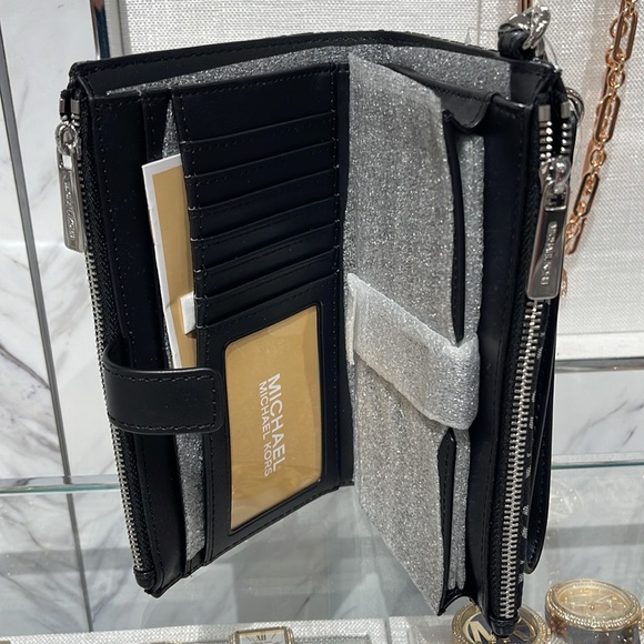 Michael Kors Jet Set Travel Large Double-Zip Wristlet-Wallet-PhoneHolder Black - Picture 9 of 16